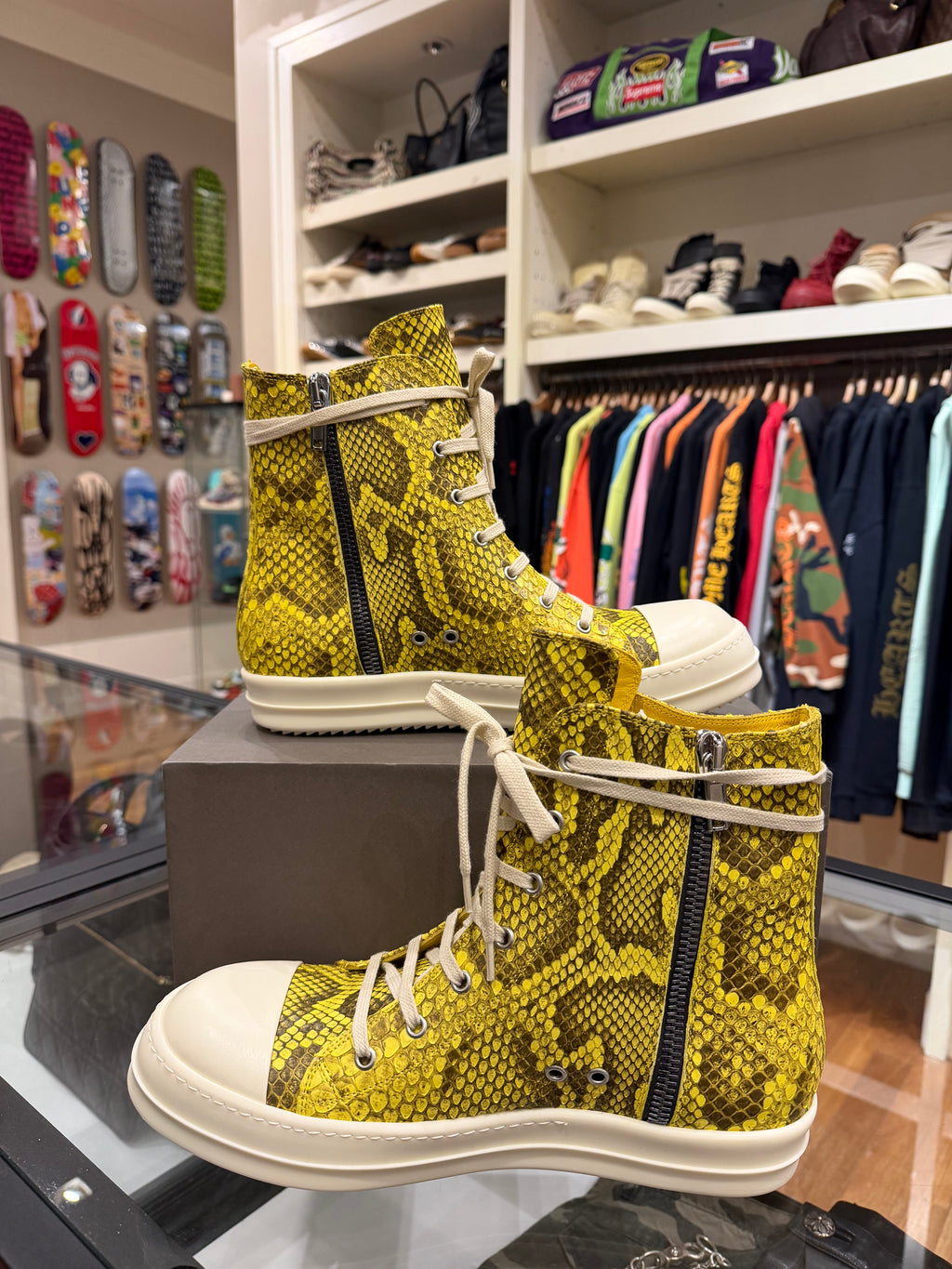 Rick Owens Python Ramone High - Lemon Milk Yellow