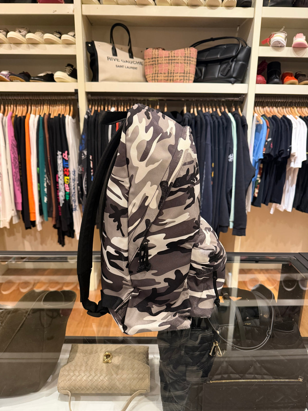 Balenciaga Nylon Snow Camo Explorer Backpack