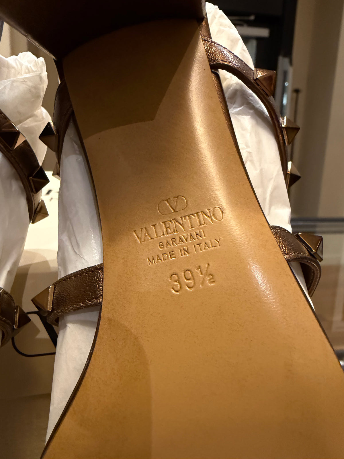 Valentino Garavani Rockstud Metallic Calfskin Heel