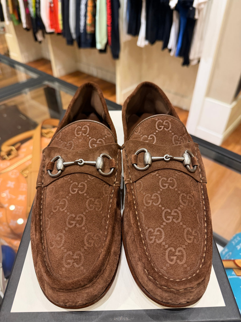 Gucci Horsebit 1953 Monogram Suede Loafers