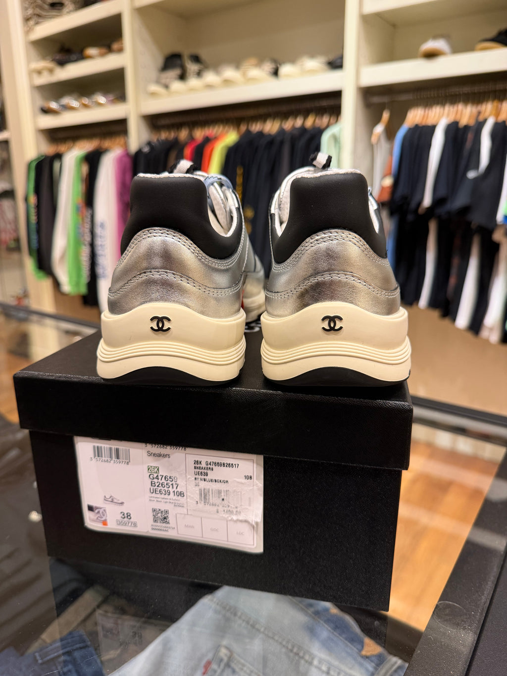 Chanel 26K Silver Trainer Sneakers