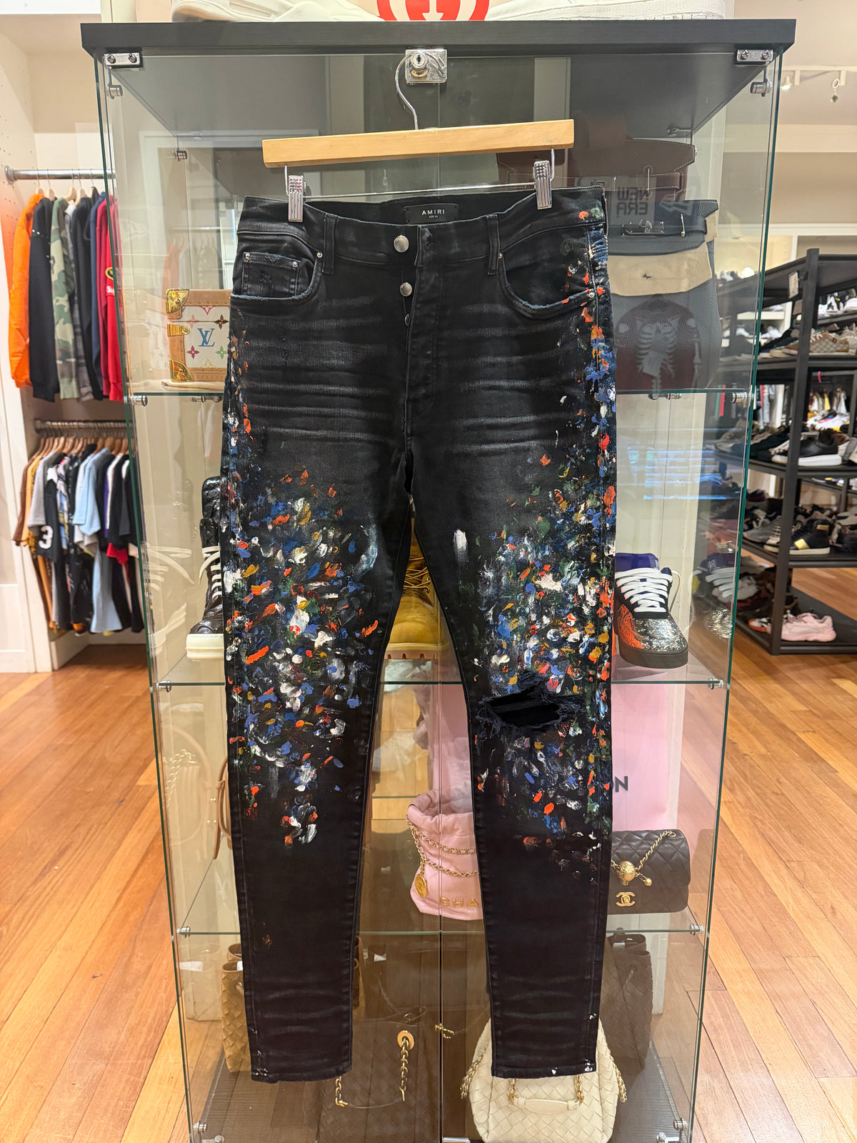 Amiri Skinny Denim Jeans Paint Splatter - Black