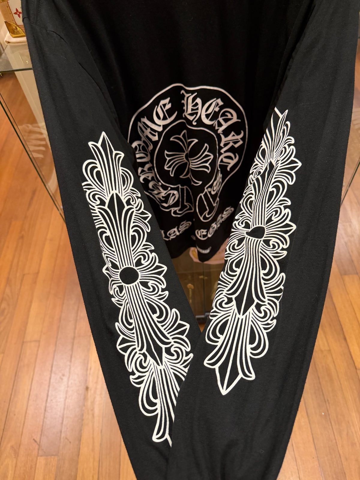 Chrome Hearts Las Vegas Floral Sleeve Horseshoe LS Shirt - Black