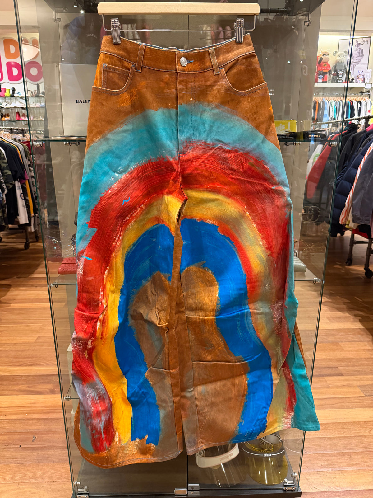 Marni Flocked Rainbow Painted Flared Denim Jeans