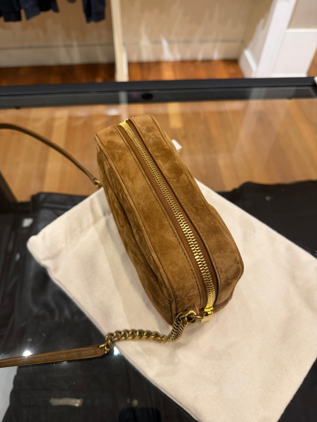 Saint Laurent LouLou Camera Bag Suede - Caramel