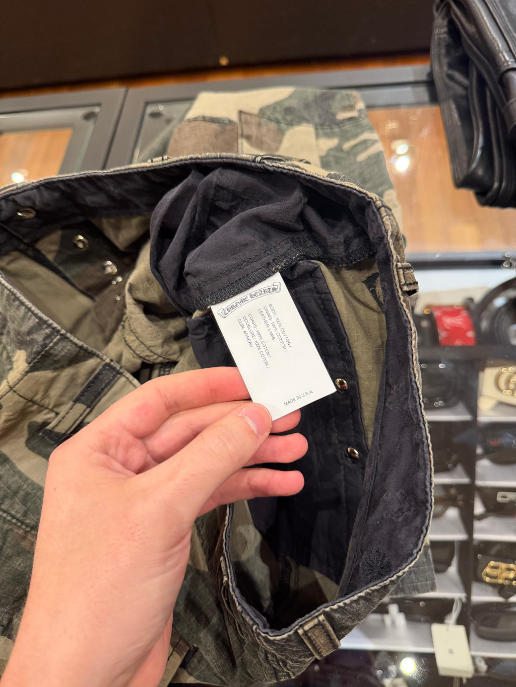 Chrome Hearts ‘Devil Dog’ Camo Cargo Fatigue Pants W/ Cross Patch