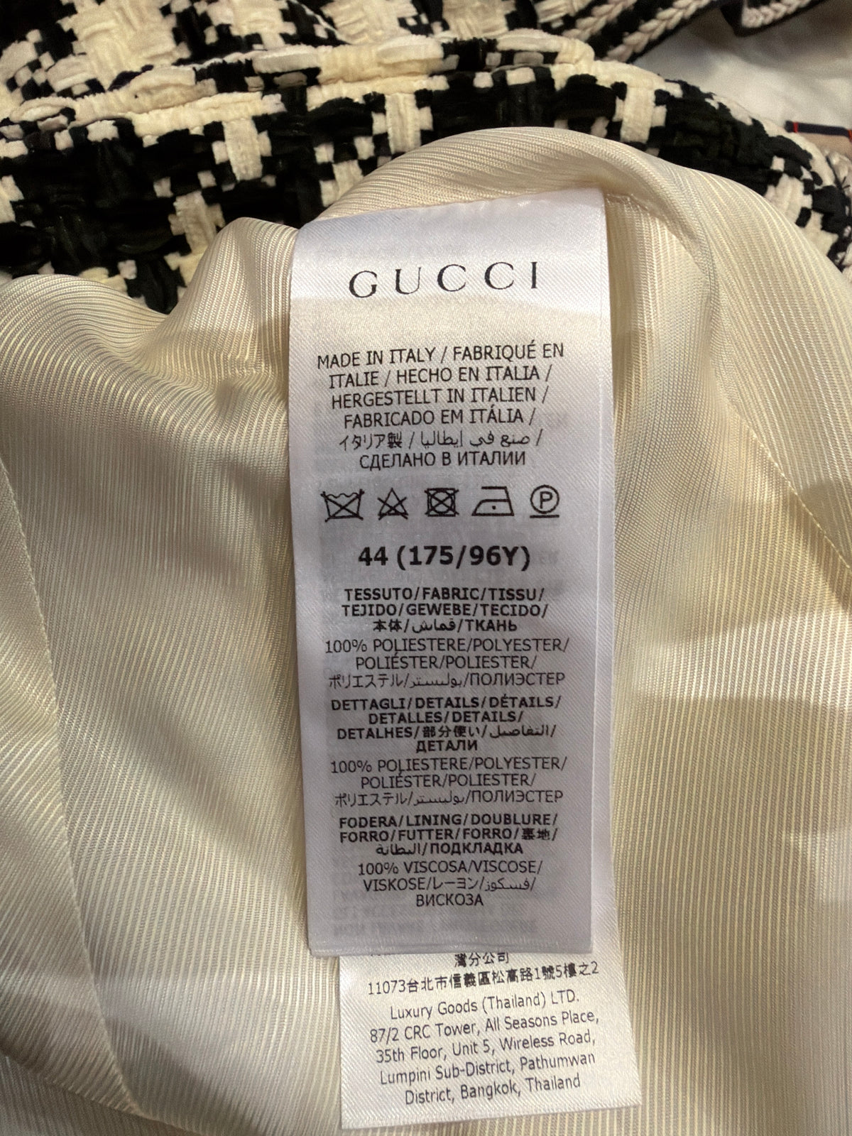 Gucci Knit Houndstooth Chenille Jacket - Black/White