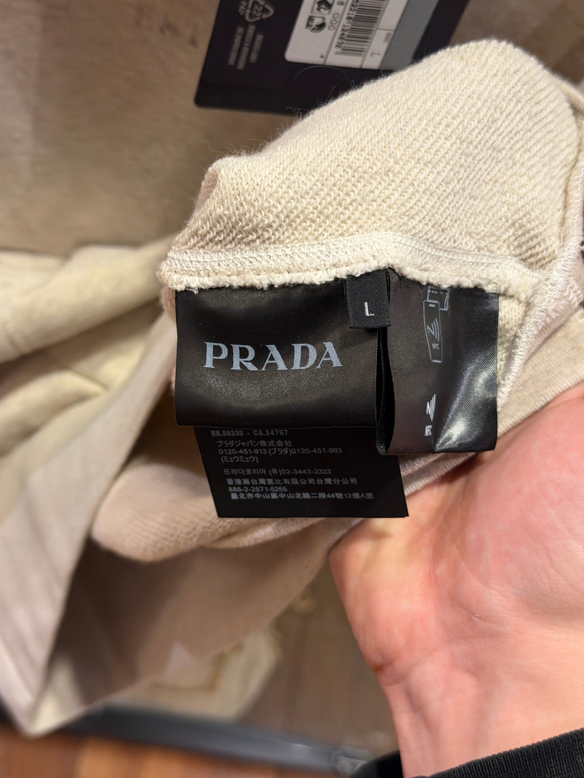 Prada Faded Logo Cotton Fleece Hoodie - Grey