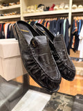 Yves Saint Laurent Mules - Black Cracked Leather