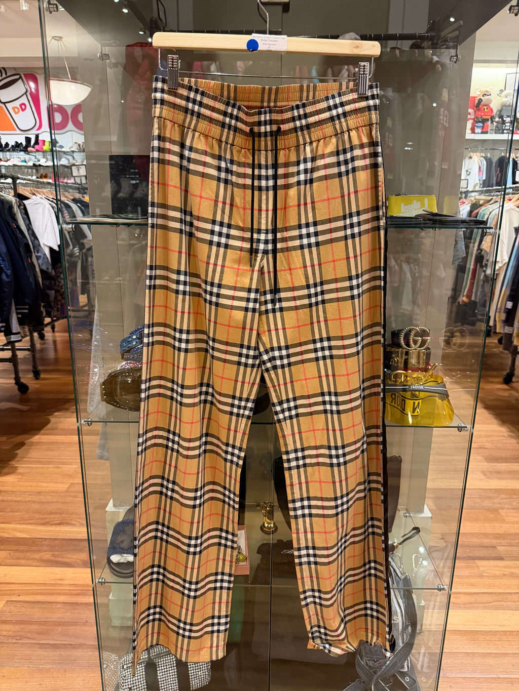 Burberry Stretch Cotton Side Stripe Trousers