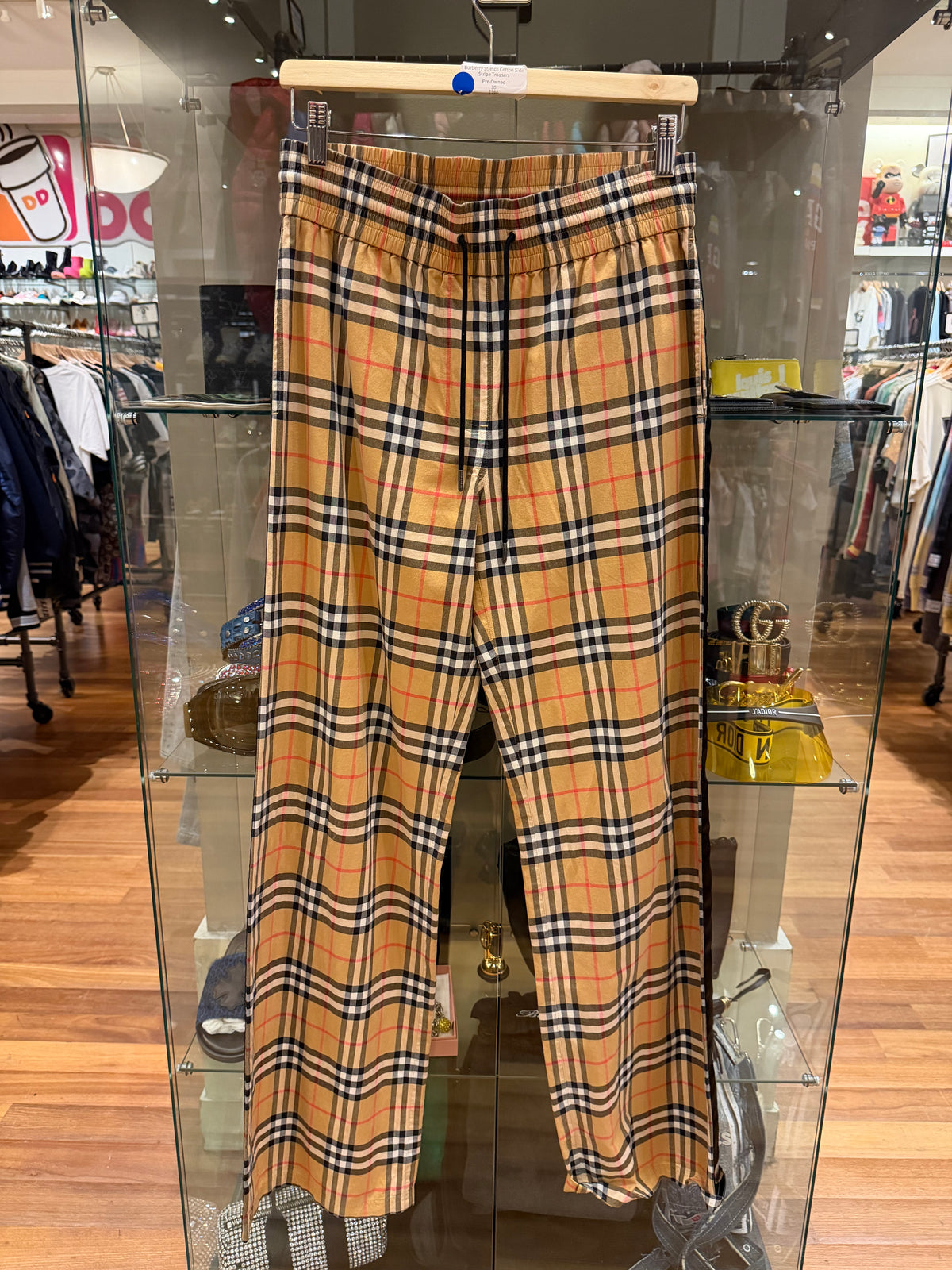 Burberry Stretch Cotton Side Stripe Trousers