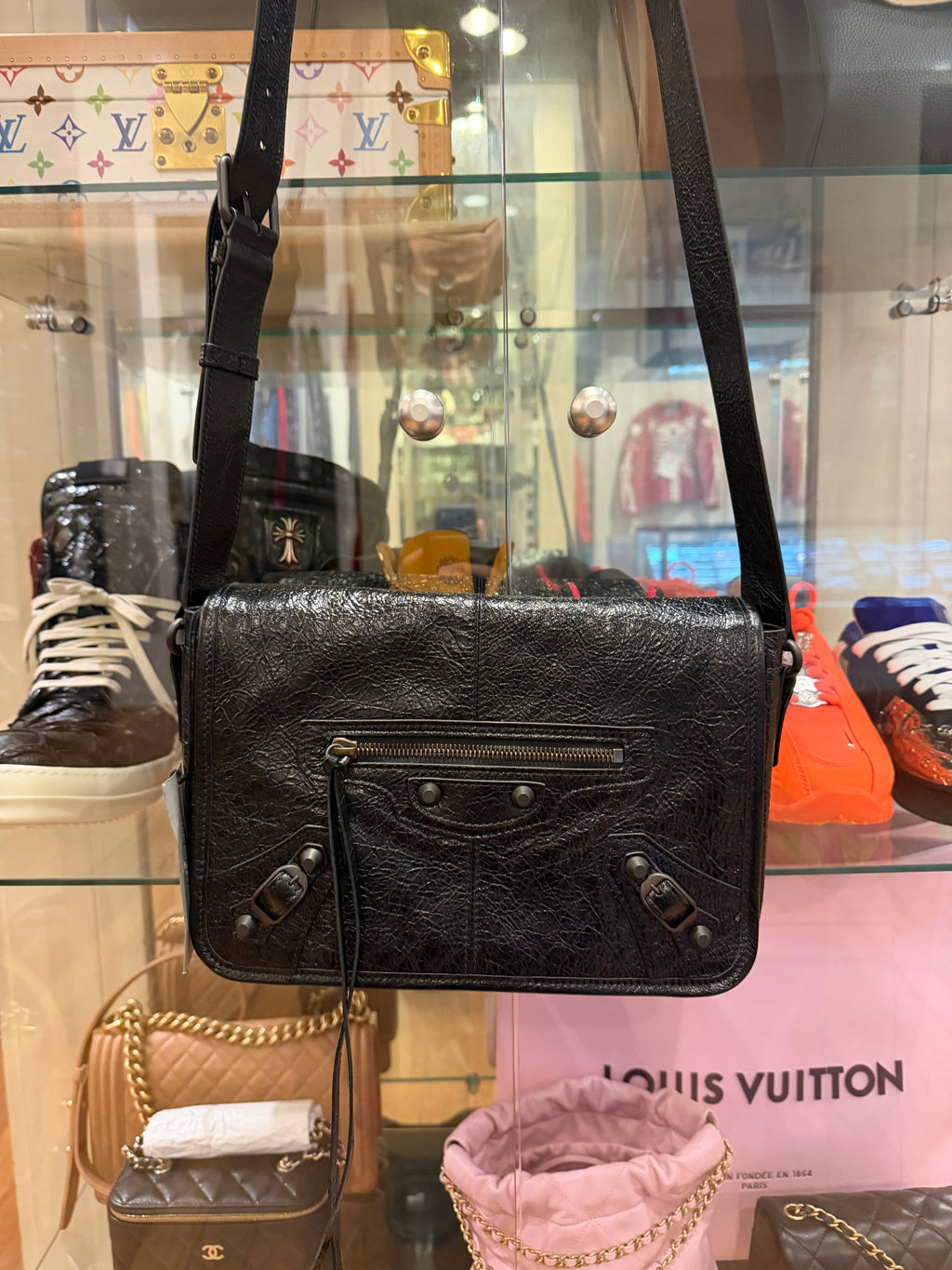 Balenciaga Small Le City Flap Mess Arena - Black