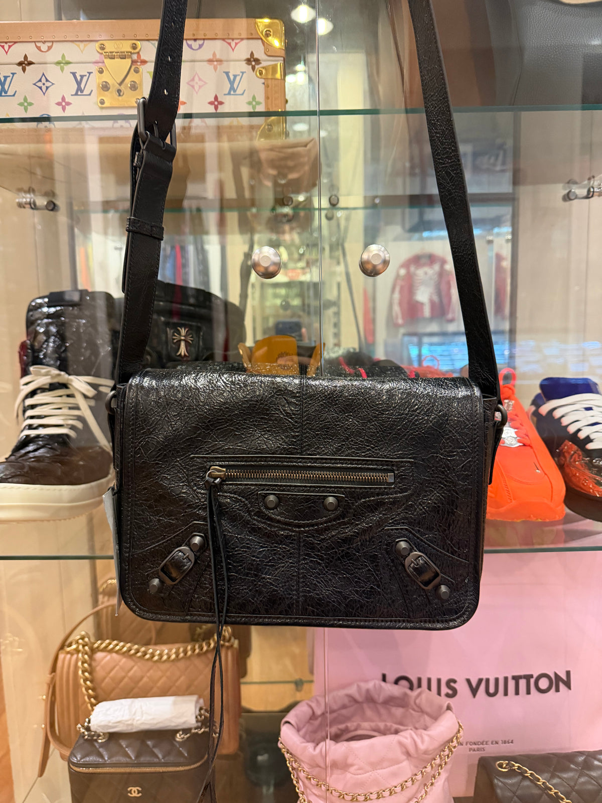 Balenciaga Small Le City Flap Mess Arena - Black