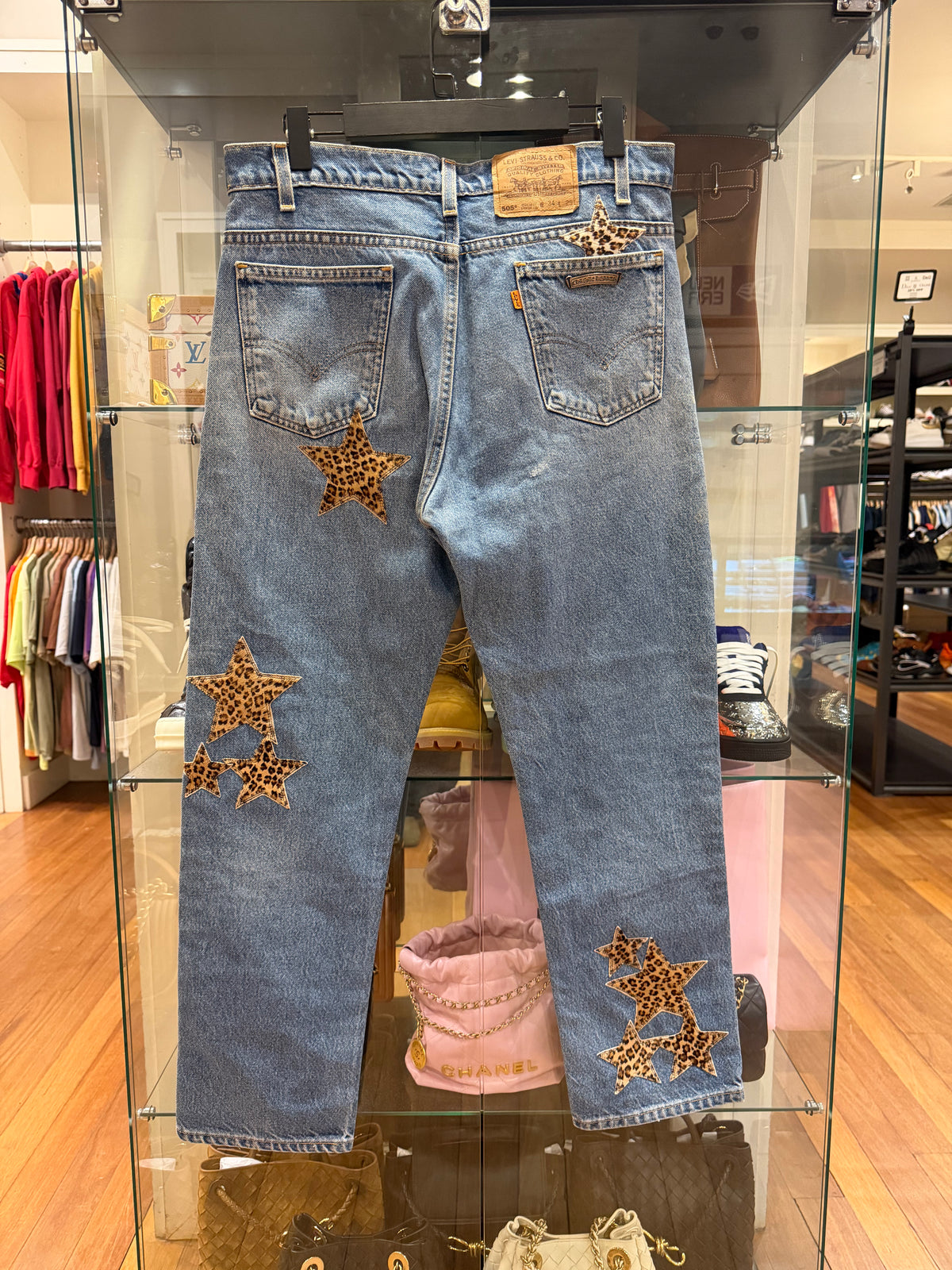 Chrome Hearts Levis Leopard Star Patch Jeans - Blue
