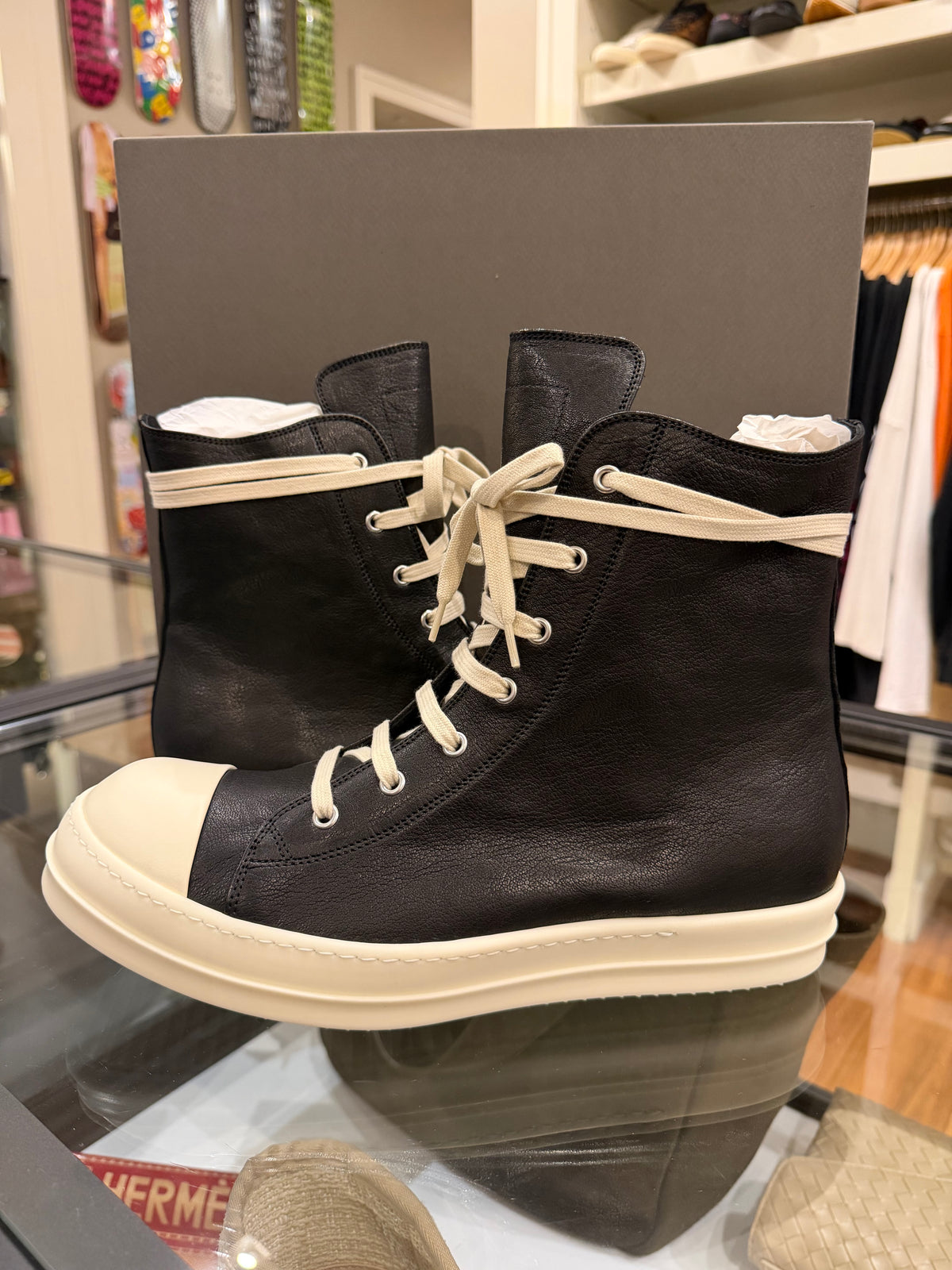 Rick Owens Ramone High Top - Black Leather