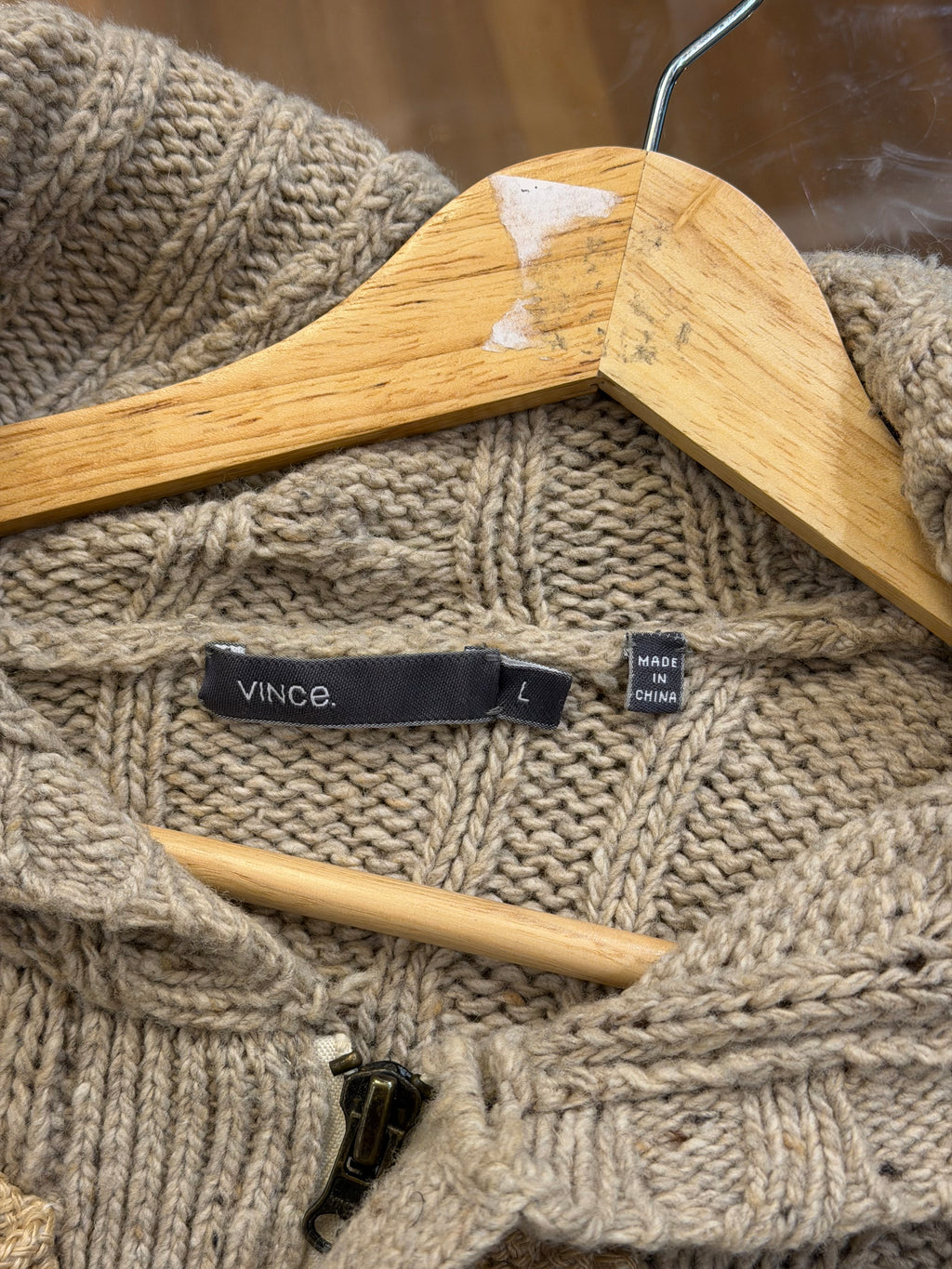 Vince. Cable Knit Sweater Hoodie