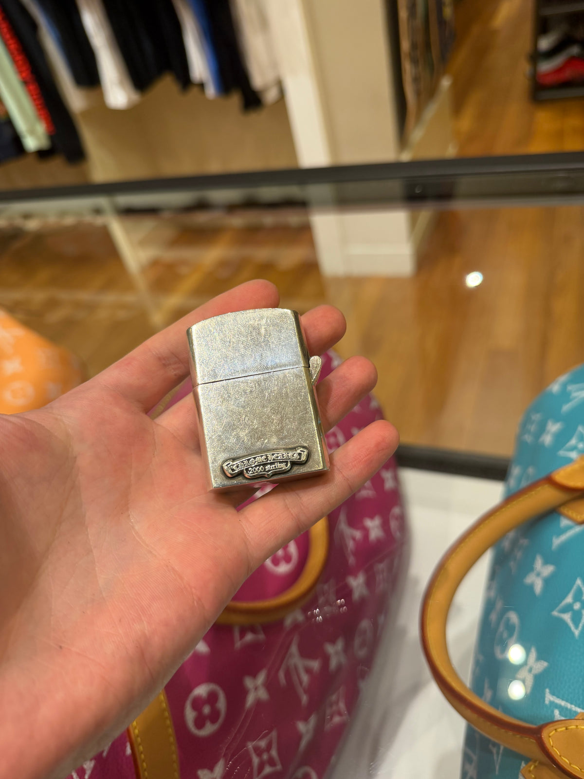 Chrome Hearts Cross Motif Zippo Lighter - Silver