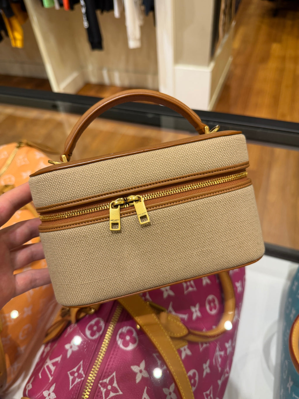Saint Laurent Gaby Canvas & Leather Vanity Mini Bag