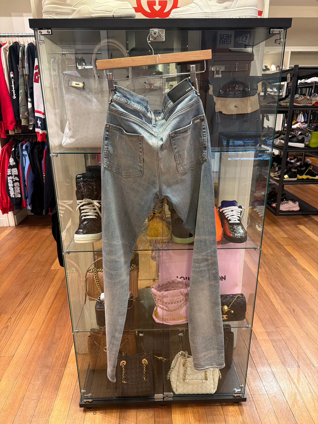 Amiri MX1 Distressed Skinny Jeans - LightWash/Flannel Patches