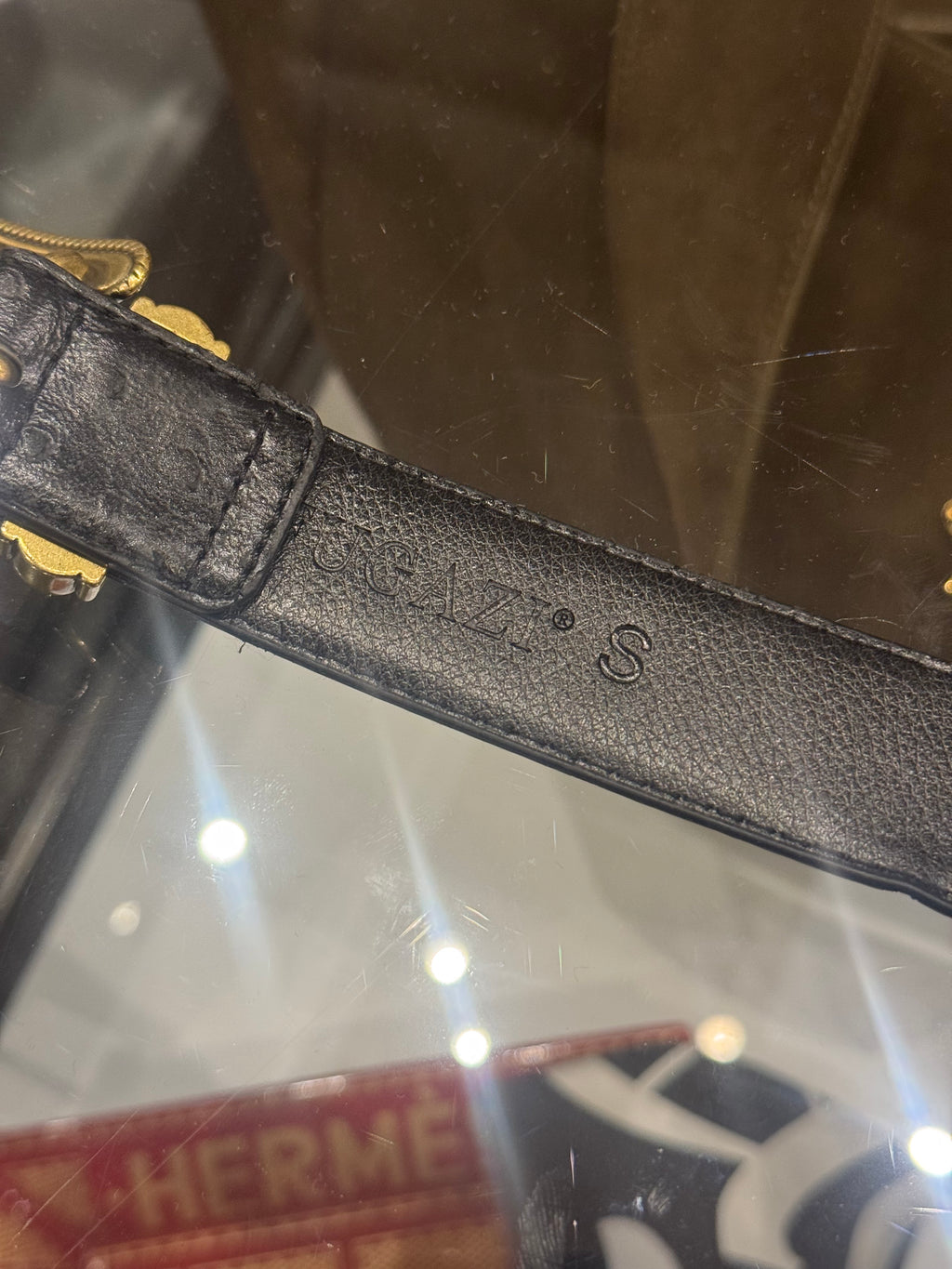 Fugazi Thin Western Belt - Black Ostrich Leather