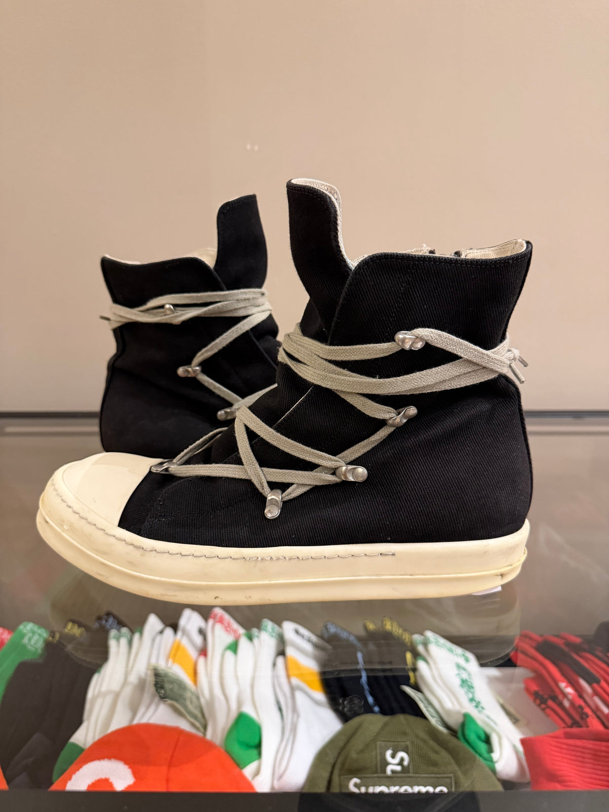 Rick Owens Hexagram Canvas Sneaker  - Black
