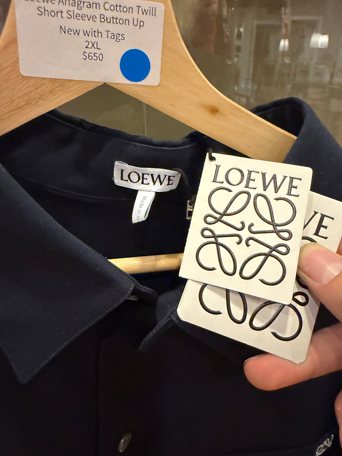 Loewe Anagram Cotton Twill Short Sleeve Button Up