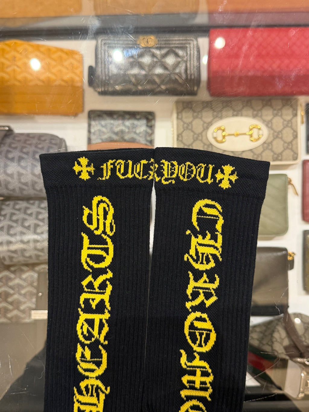 Chrome Hearts CH ‘Fuck You’ Socks - Black/Yellow