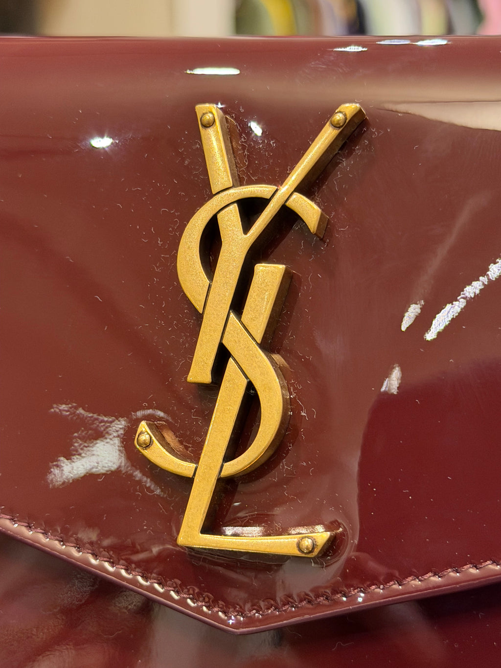 Saint Laurent Patent Leather Uptown Pouch - Red