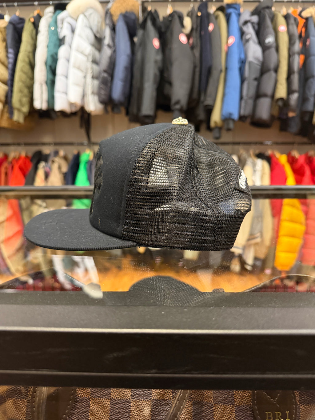Chrome Hearts Triple Cross Pony Hair Trucker Hat- Black