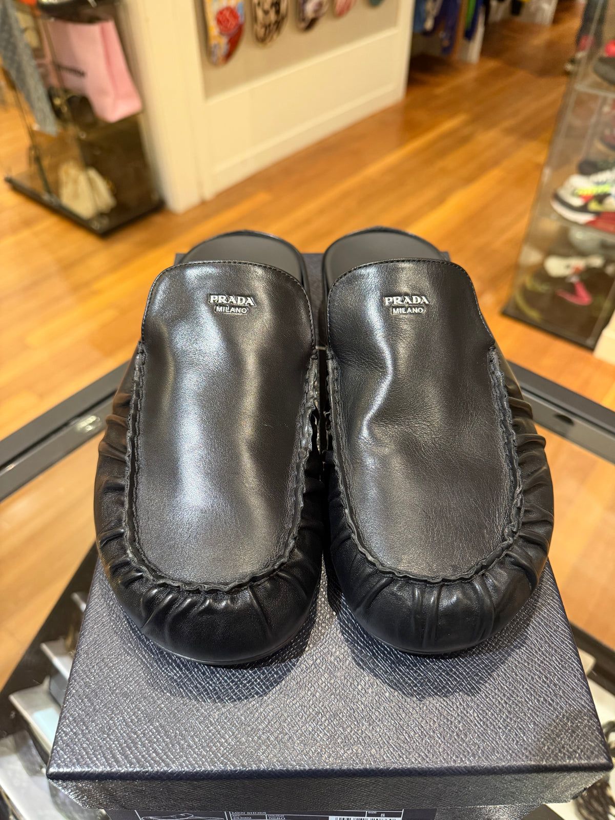 Prada Leather Mules - Black