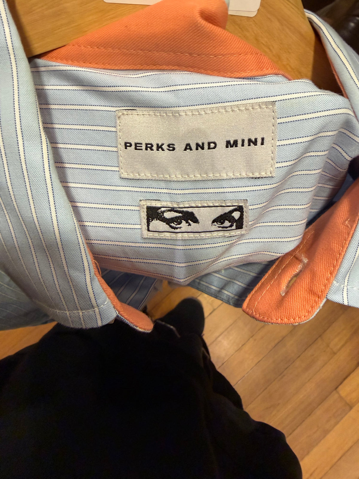 Perks and Mini Temous Collared Oversized Button Down Shirt - Blue