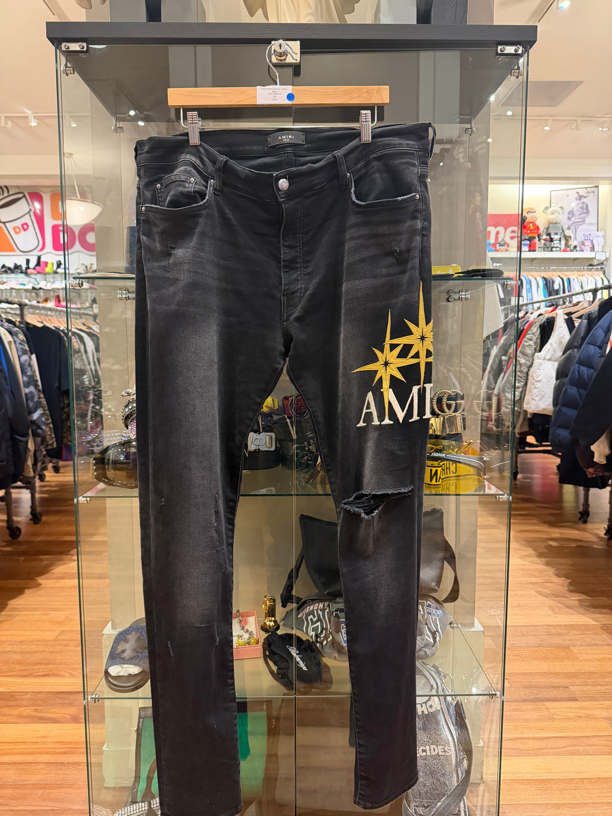 Amiri Starburst Applique Distressed Skinny Jeans - Black
