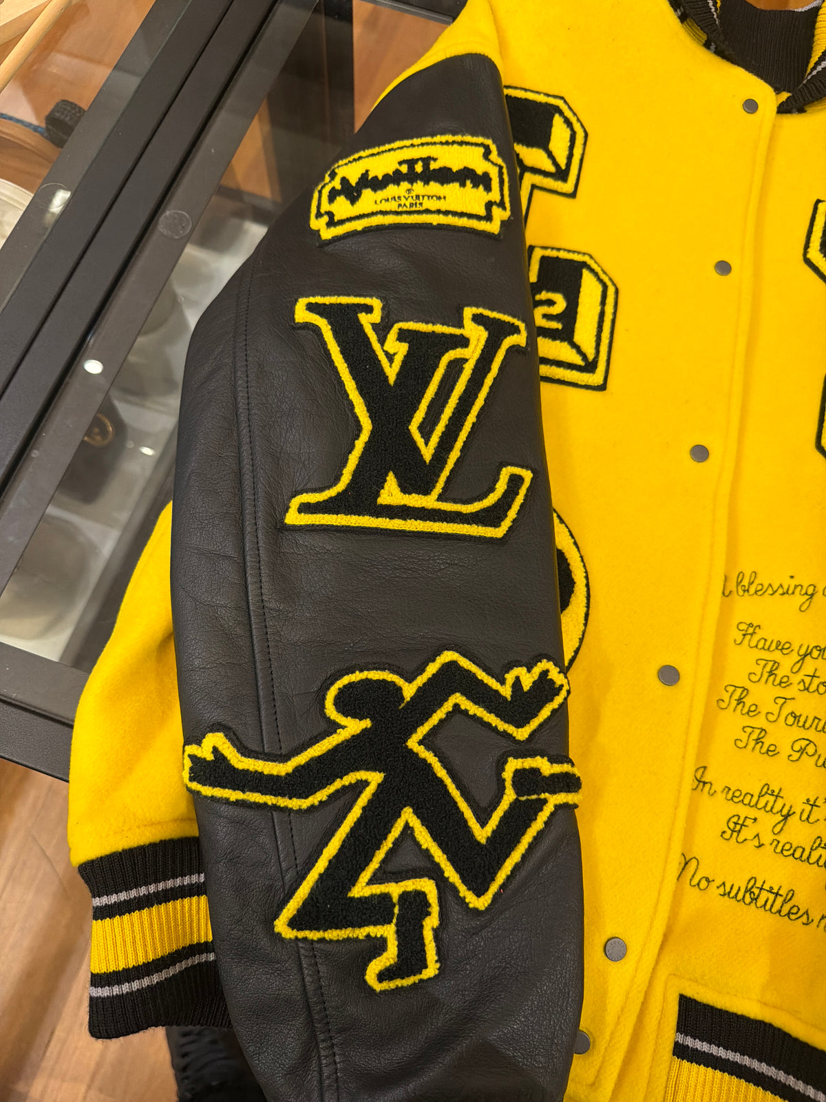 Louis Vuitton Leather Embroidered Varsity Jacket - Yellow & Black