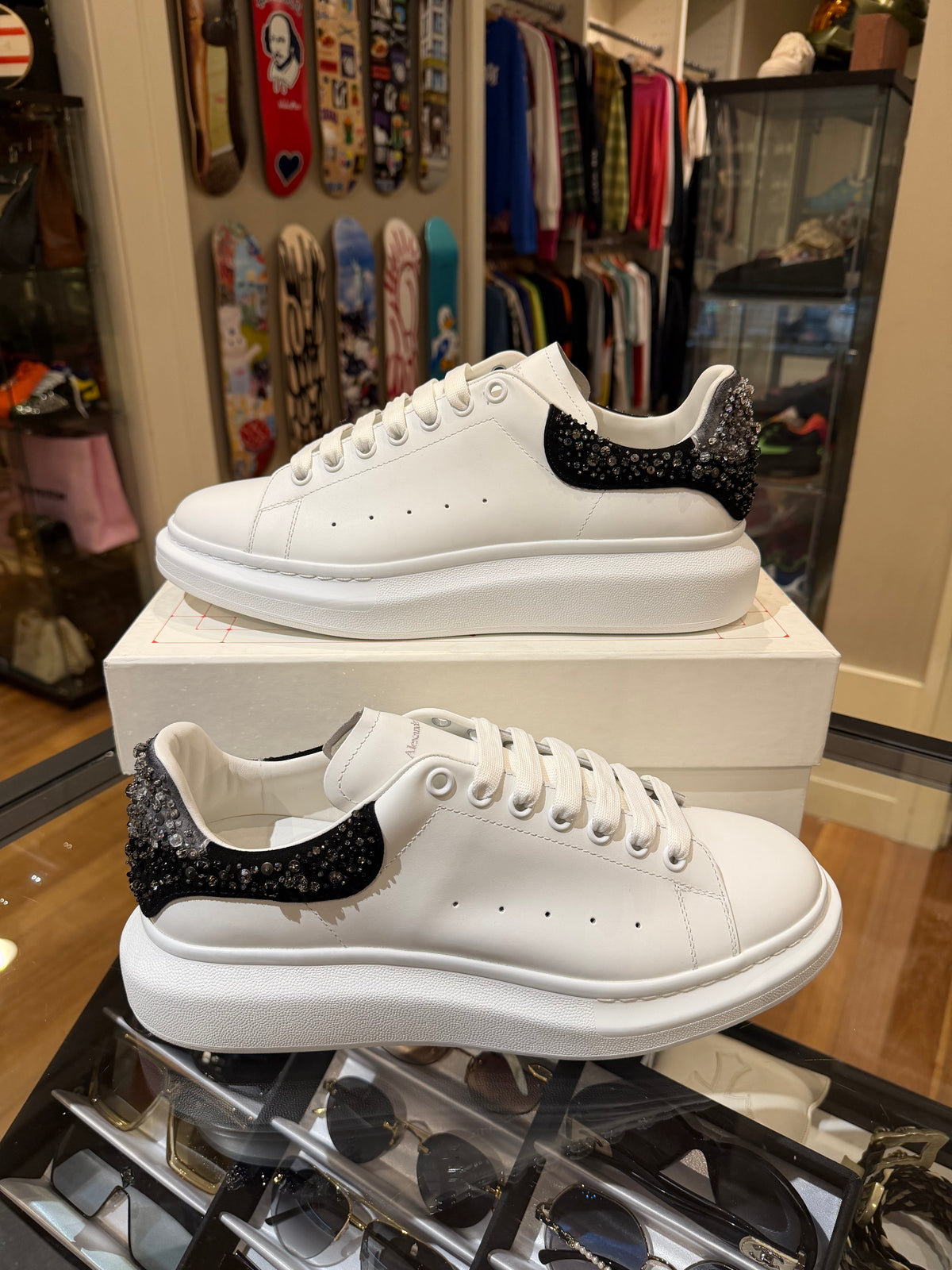 Alexander McQueen Oversized Sneakers - Black Rhinestone Tab