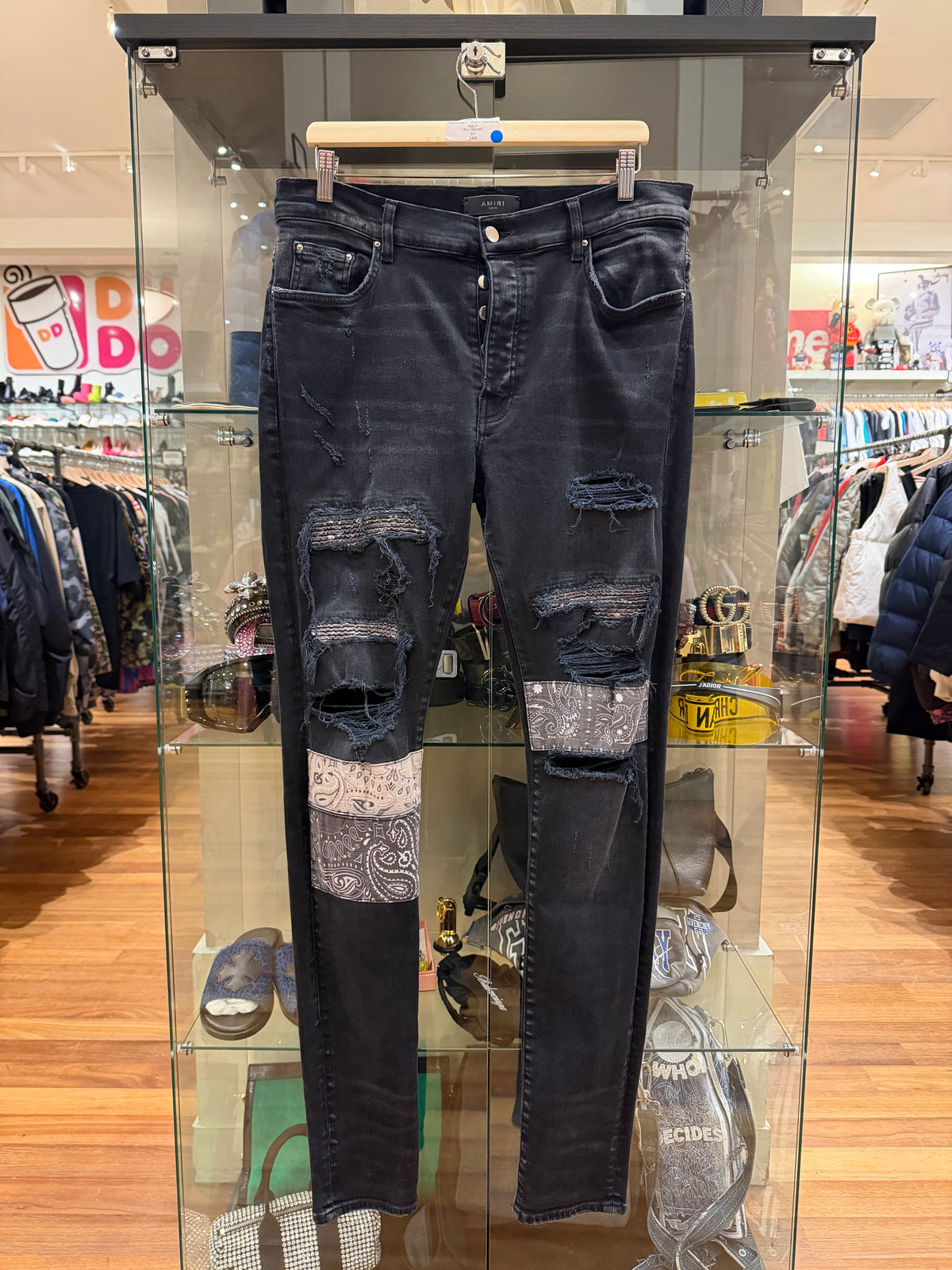 Amiri Vintage Bandana Art Patch Jeans  - Black / Bandana Patch