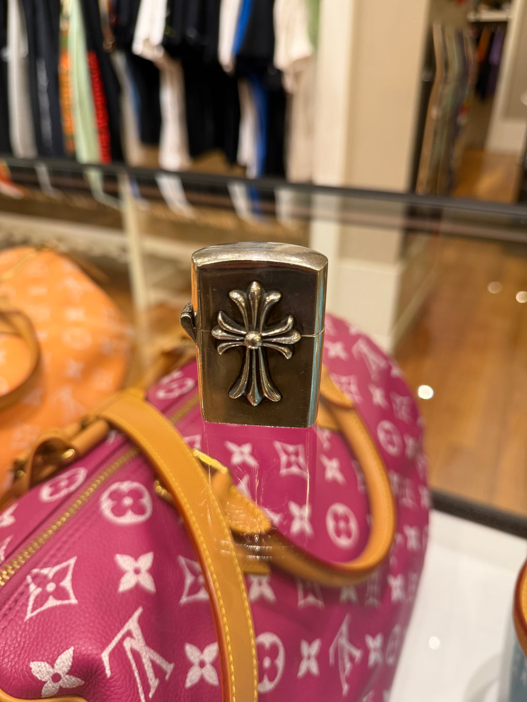 Chrome Hearts Cross Motif Zippo Lighter - Silver