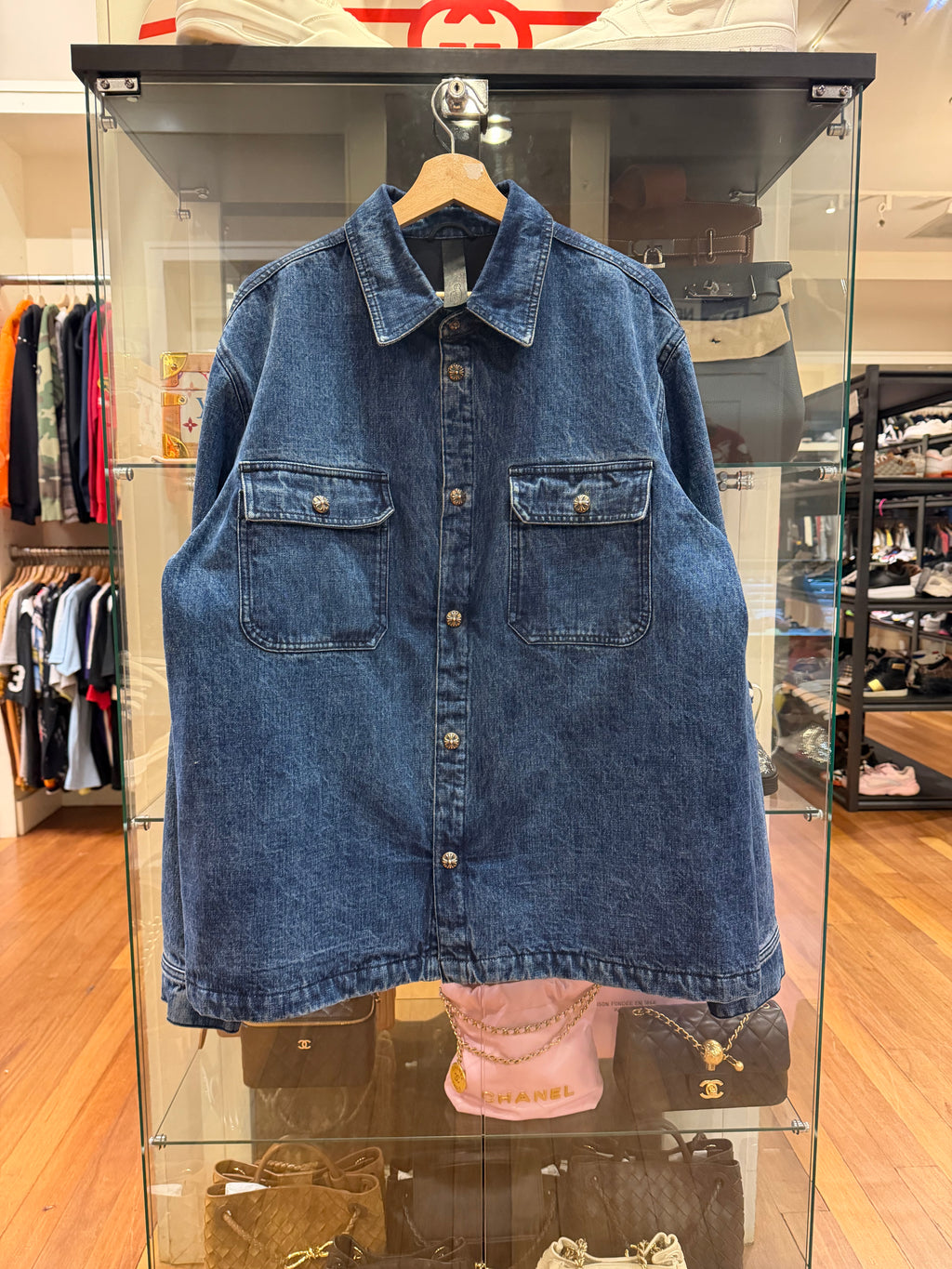 Chrome Hearts Denim Quilted Work Shirt - Blue