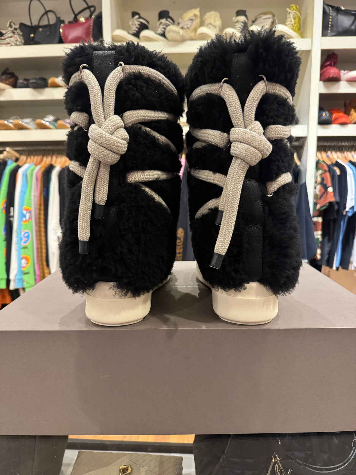 Rick Owens Lace Up Shearling Boots