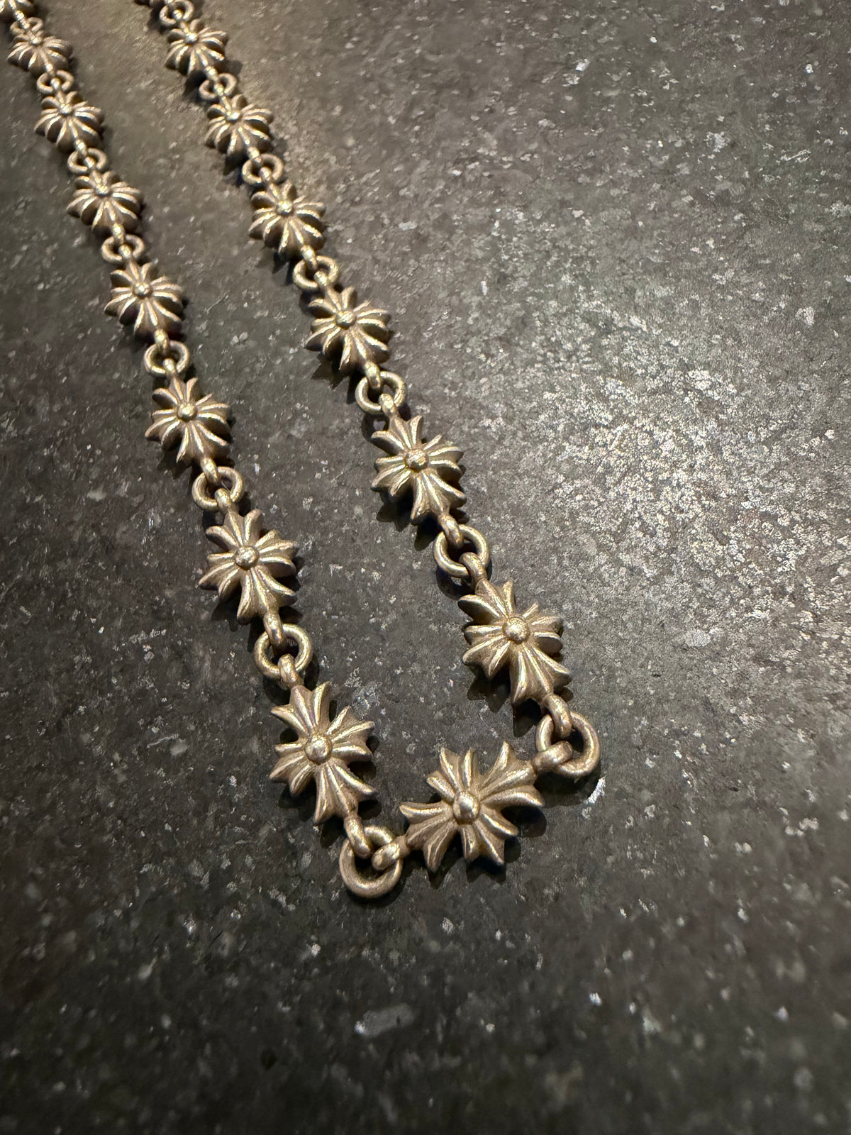 Chrome Hearts Tiny E Cross Necklace 20” - Silver