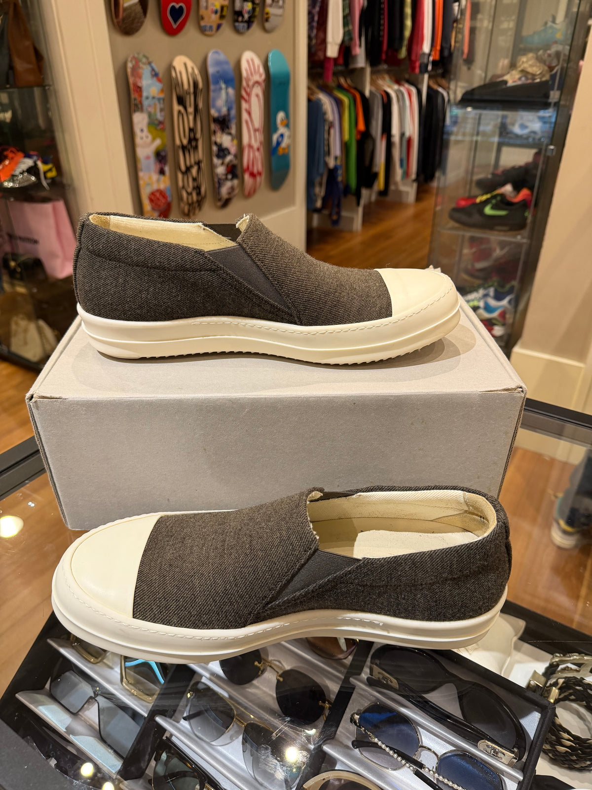 Rick Owens Boat Slip On Sneaker - Brown Canvas
