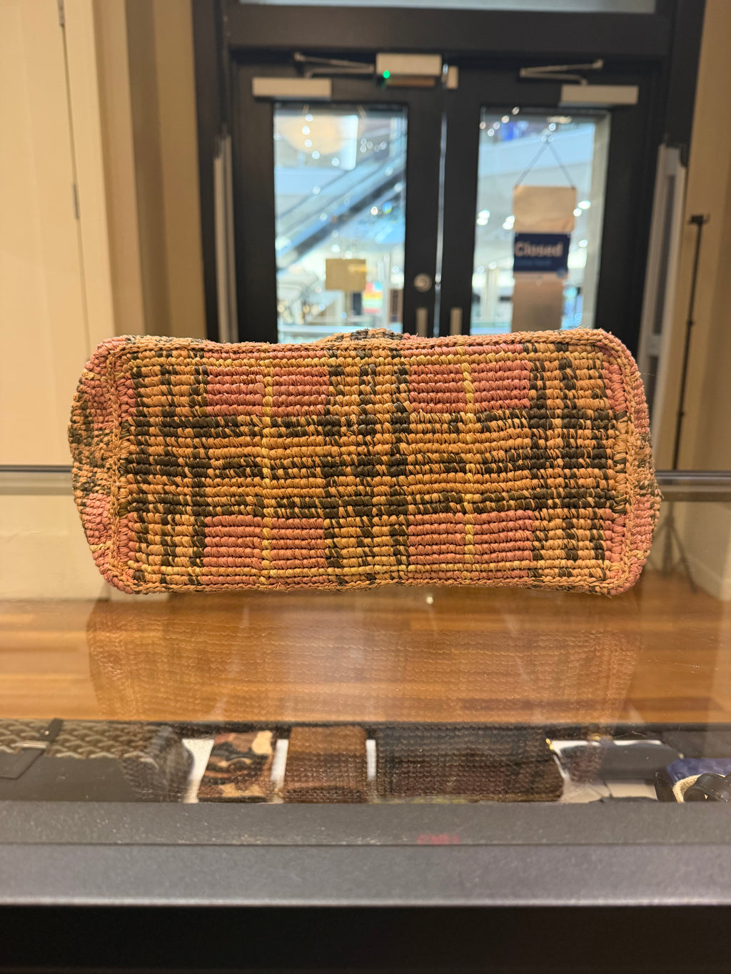 Burberry Extra Large Margate Raffia Check Tote