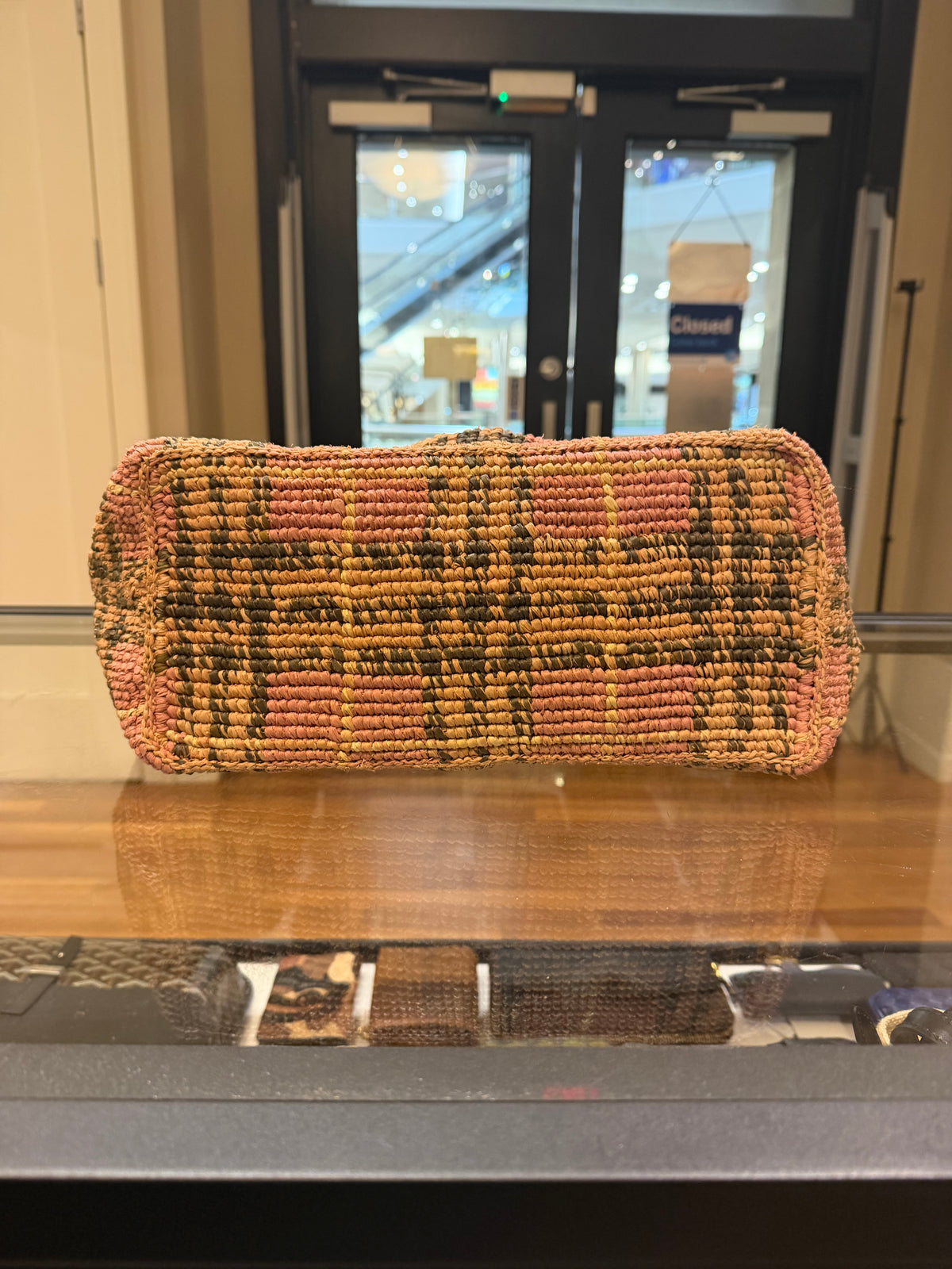 Burberry Extra Large Margate Raffia Check Tote