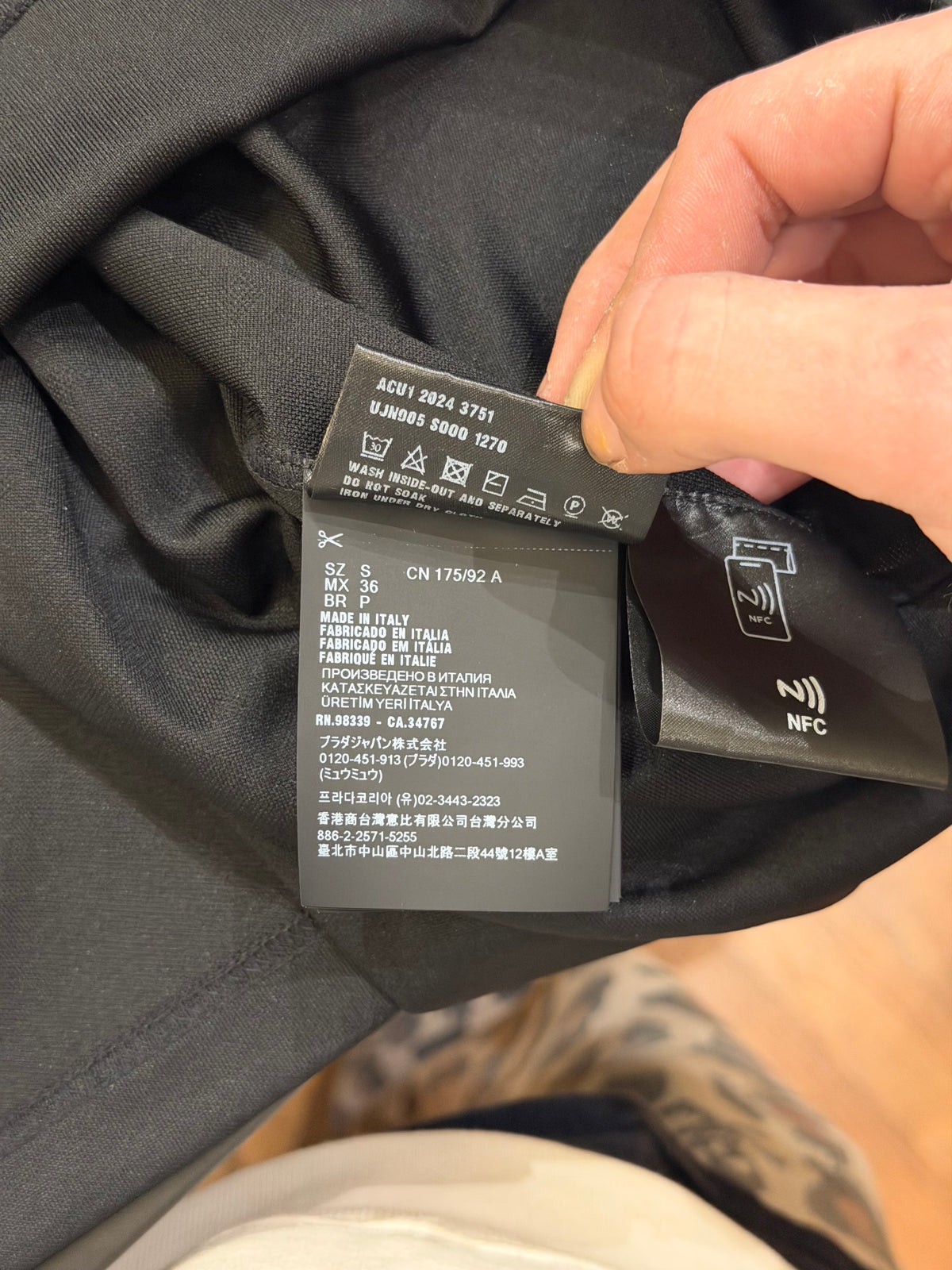 Prada Technical Fabric Tonal Jaquard Jersey- Black