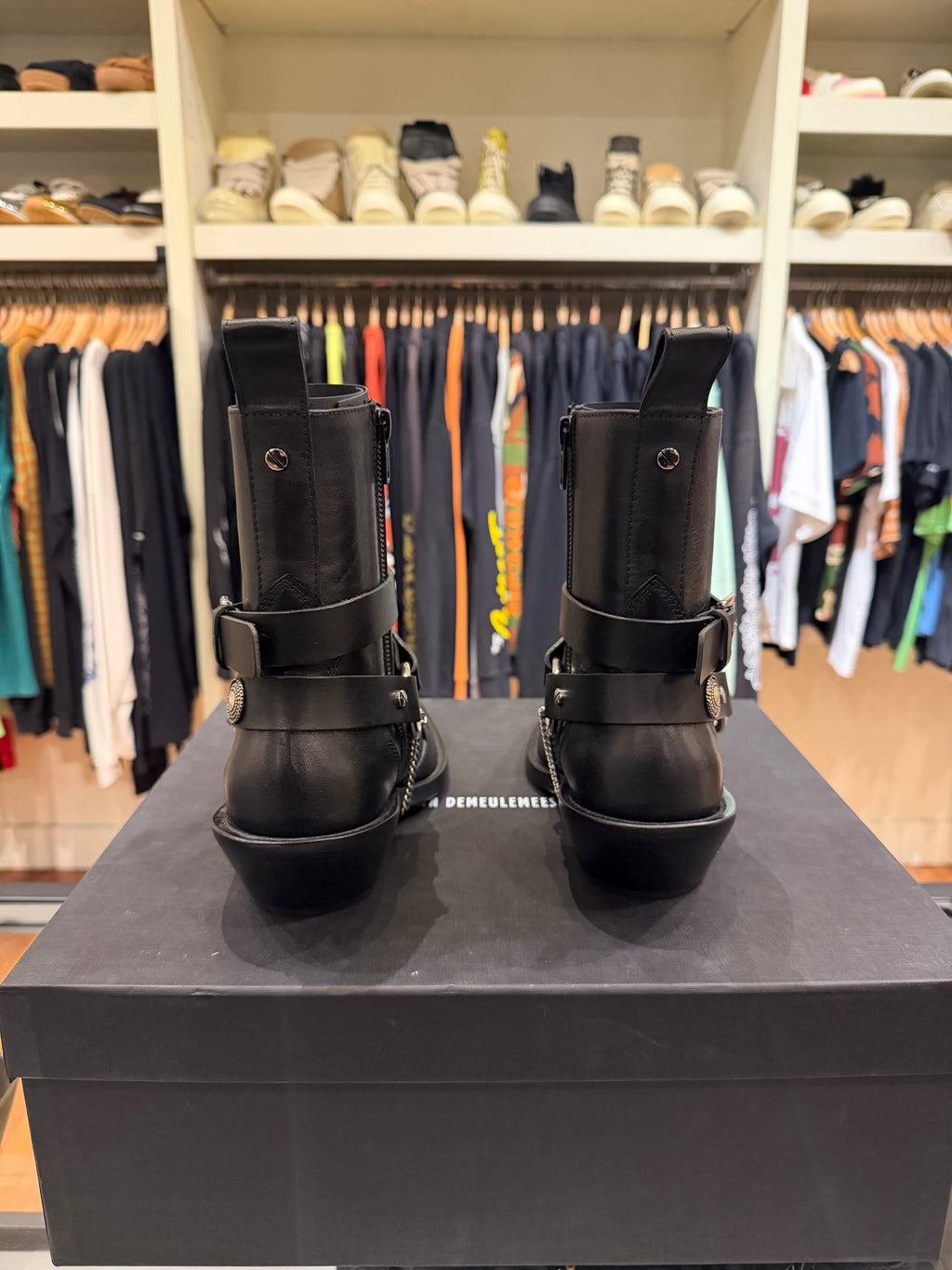 Ann Demeulemeester Leva Santiags Ankle Boots - Black/Silver