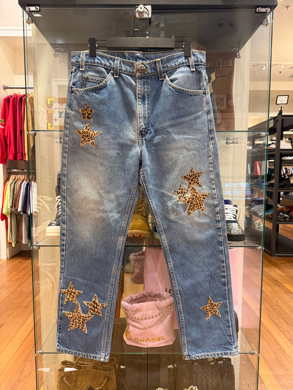 Chrome Hearts Levis Leopard Star Patch Jeans - Blue
