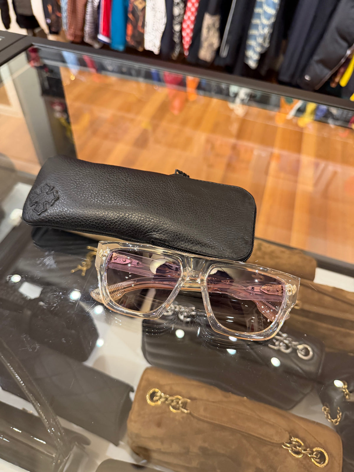 Chrome Hearts Charismadick Crystal Glasses - Clear Frames w Purple Tint