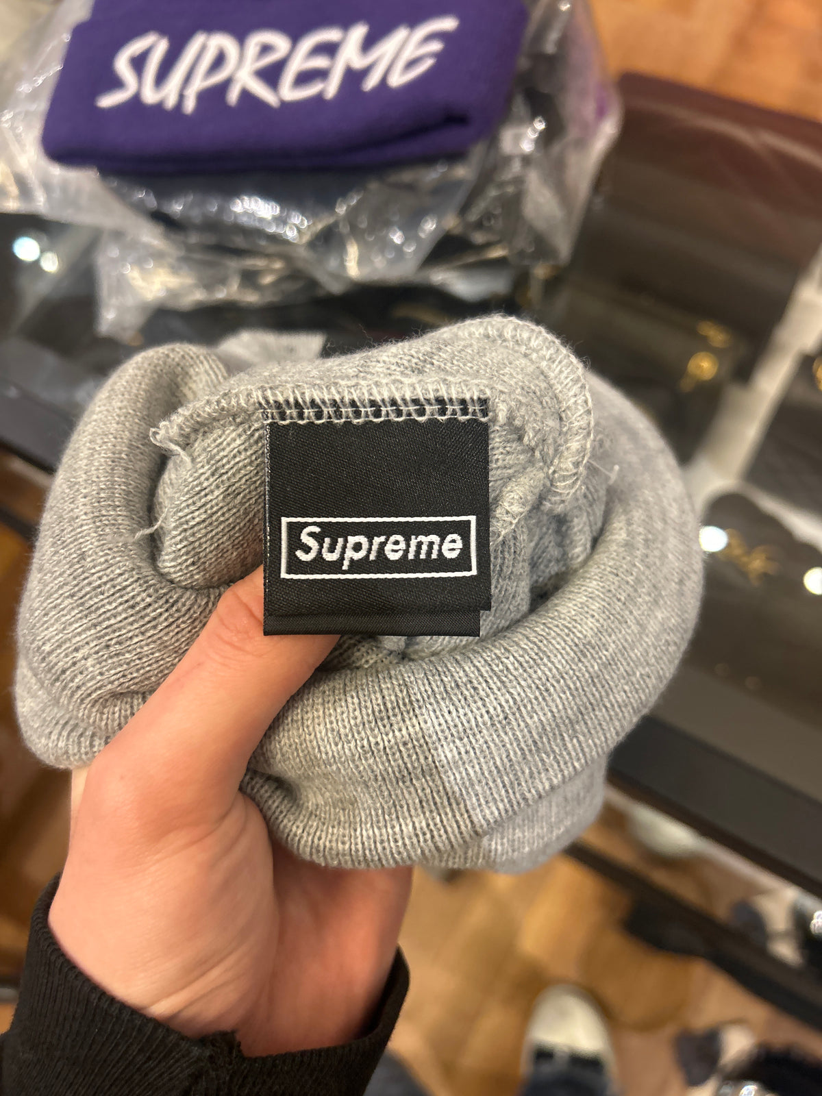 Supreme Cross Box Logo Beanie - Grey