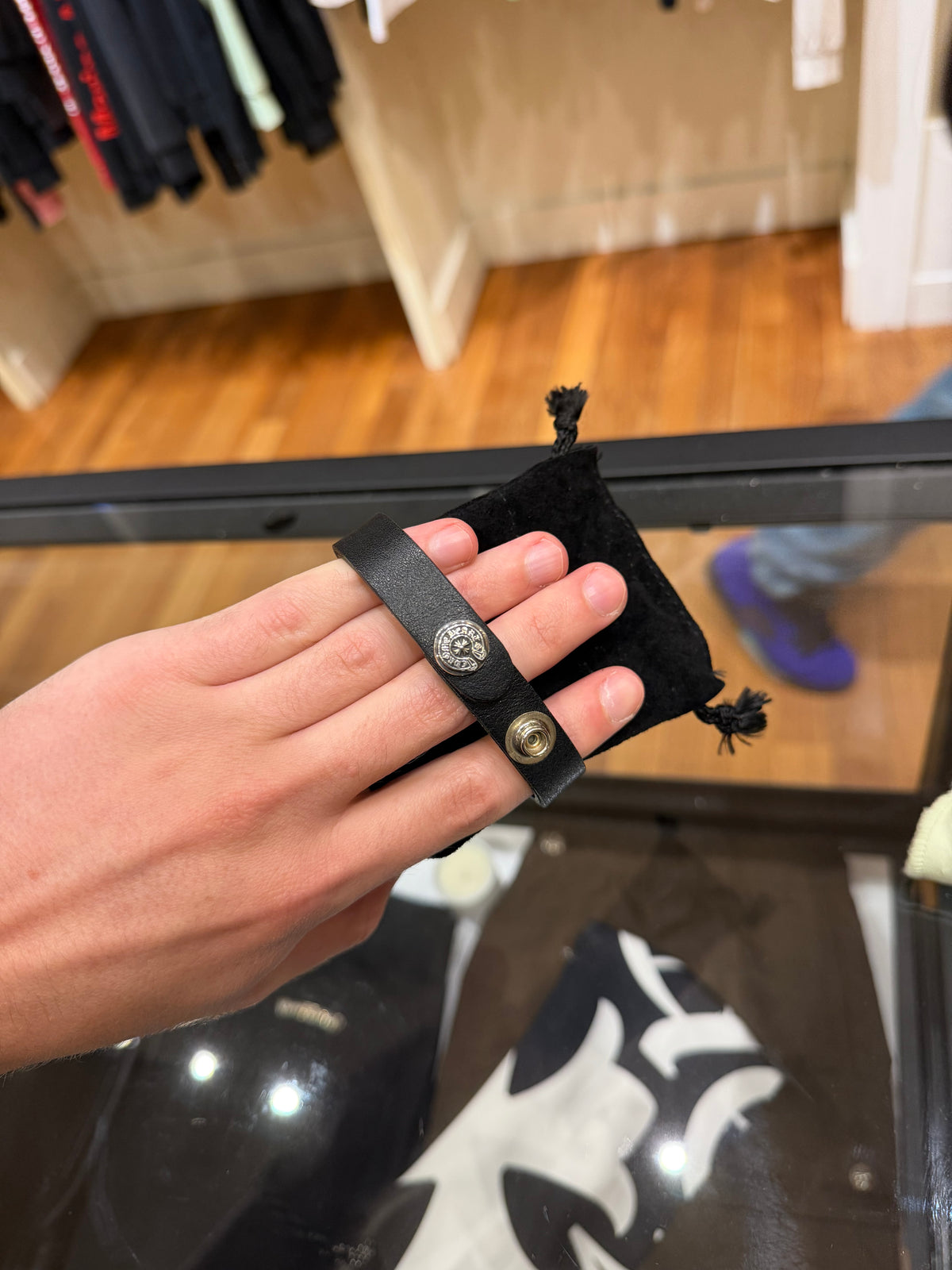 Chrome Hearts Leather Snap Cross Ball Bracelet