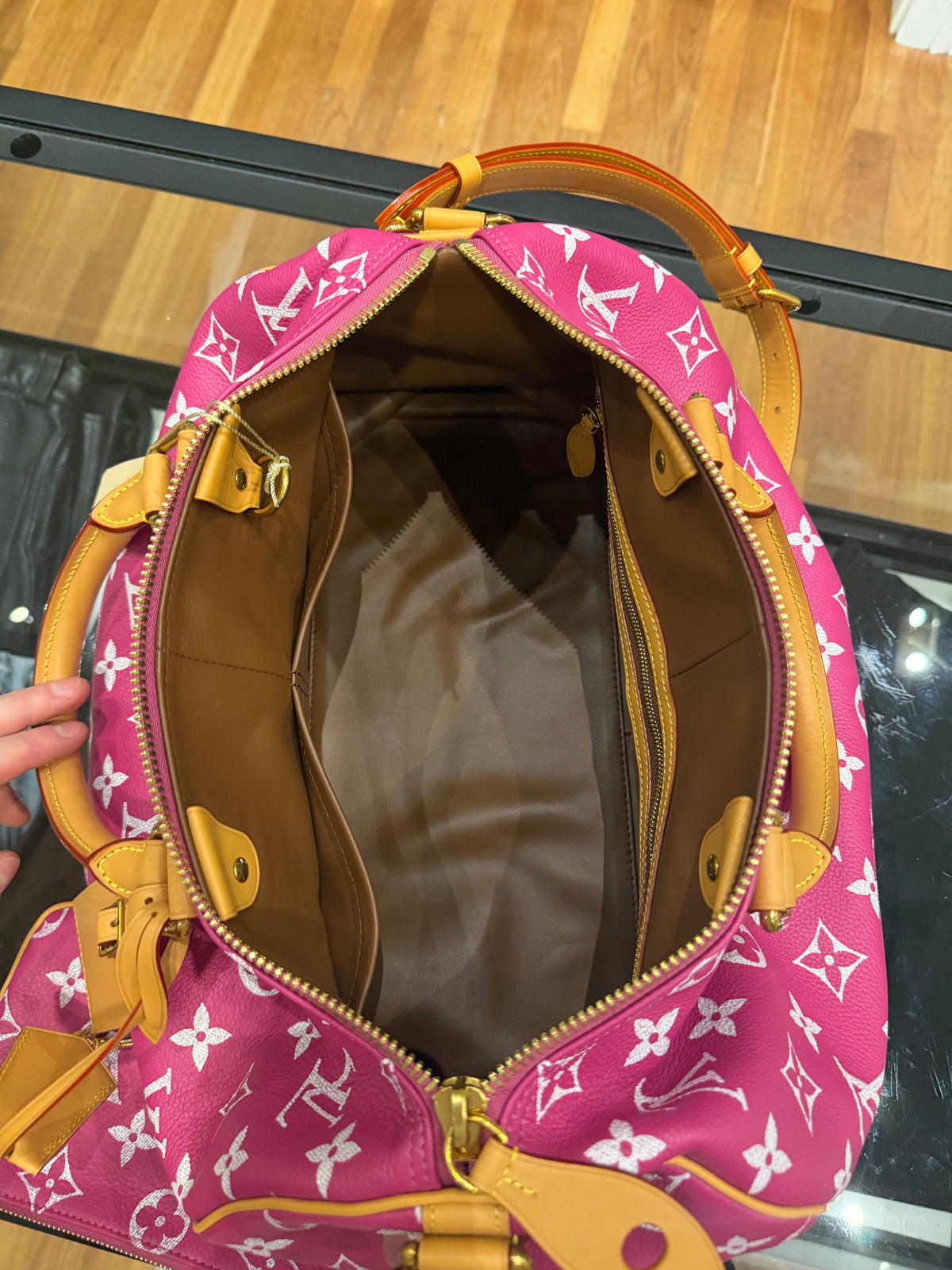 Louis Vuitton P9 Speedy 40 Bandouliere Pink Agate Duffle Bag
