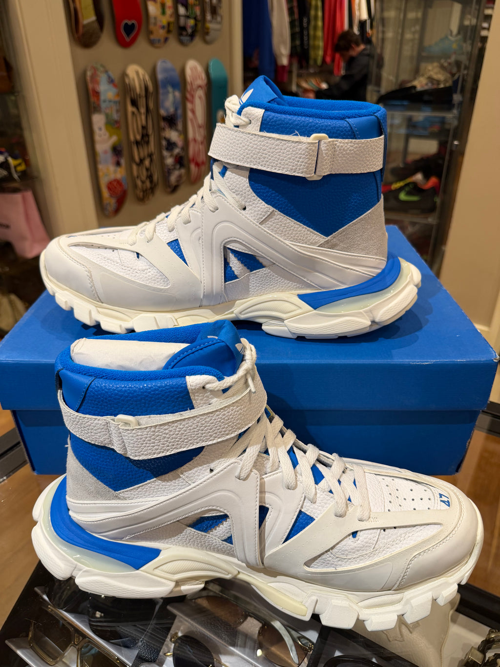 Balenciaga x Adidas Originals Track Forum Sneakers - White / Blue